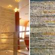Tissage de marbres : mosaique contemporaine en marbre pour décor mural d'intérieur.